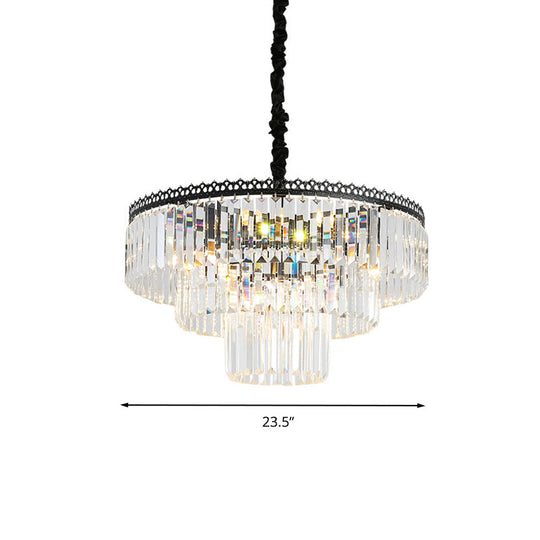 Modern Swirl Crystal Chandelier Light Fixture - 2/3 Tiers 4/9 Lights Clear Hanging Ceiling