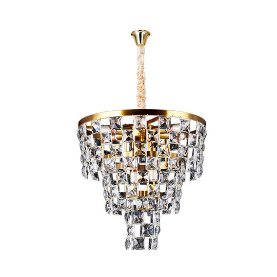 Postmodern Gold Tapered Chandelier With K9 Crystal Ceiling Suspension - 8/11 Lights