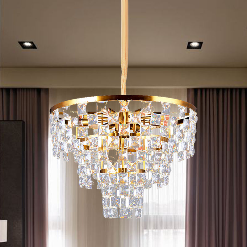 Postmodern Gold Tapered Chandelier With K9 Crystal Ceiling Suspension - 8/11 Lights