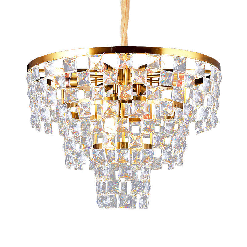 Postmodern Gold Tapered Chandelier With K9 Crystal Ceiling Suspension - 8/11 Lights