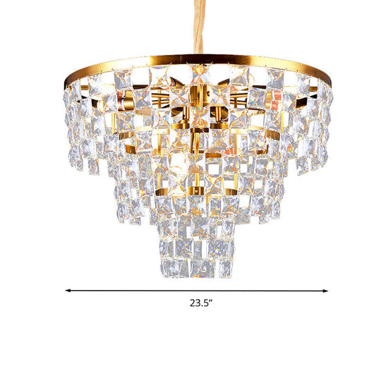 Postmodern Gold Tapered Chandelier With K9 Crystal Ceiling Suspension - 8/11 Lights