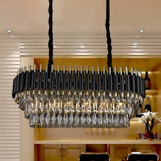 Modern Crystal Block Island Pendant Light