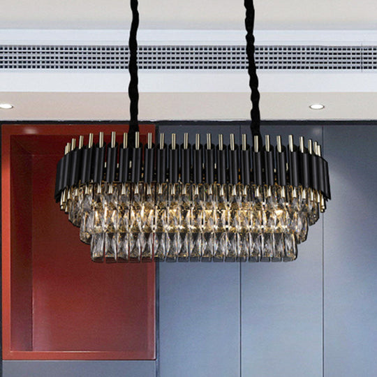 Modern Crystal Block Island Pendant Light