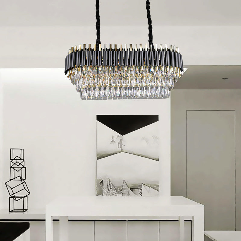 Modern Crystal Block Island Pendant Light