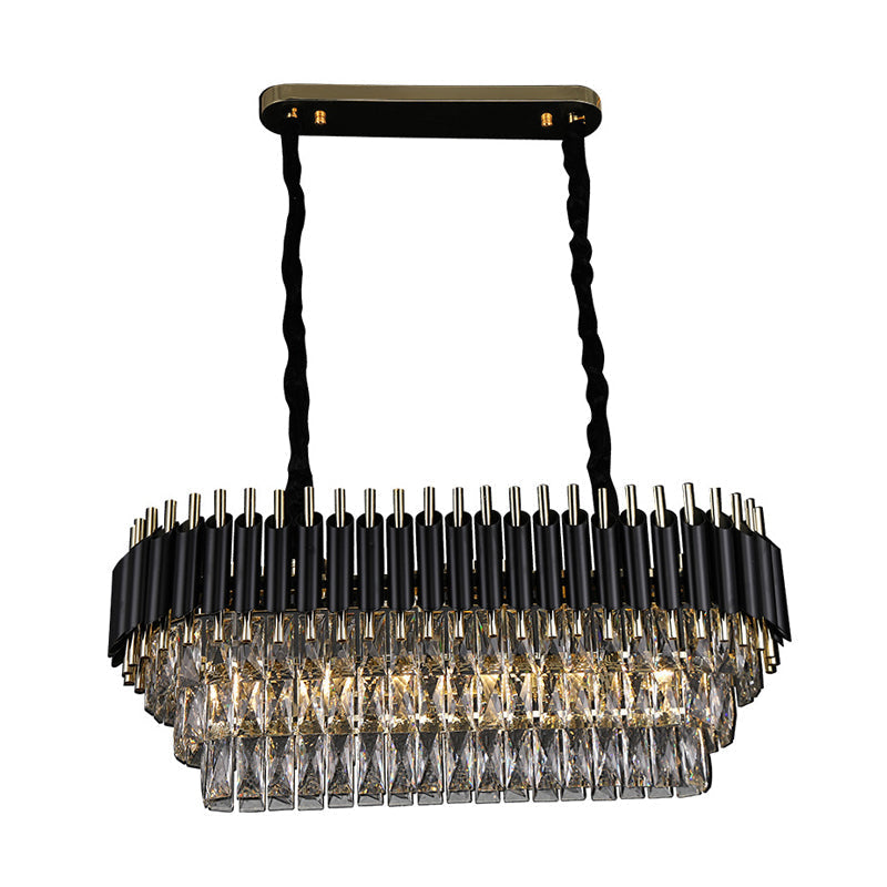 Modern Crystal Block Island Pendant Light