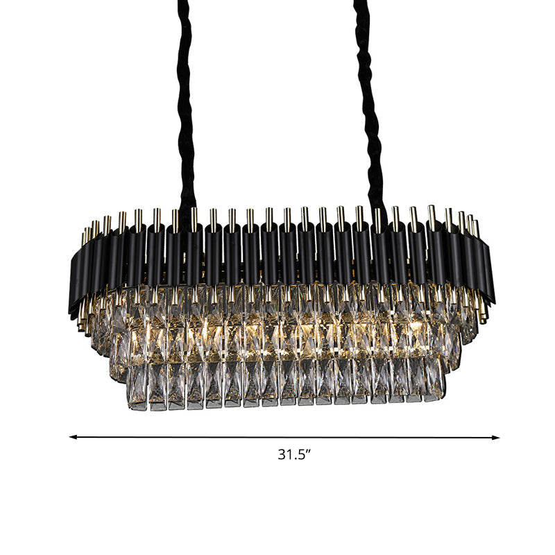 Modern Crystal Block Island Pendant Light