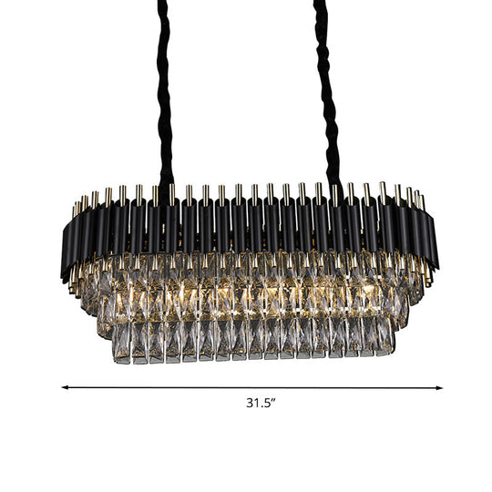 Modern Crystal Block Island Pendant Light