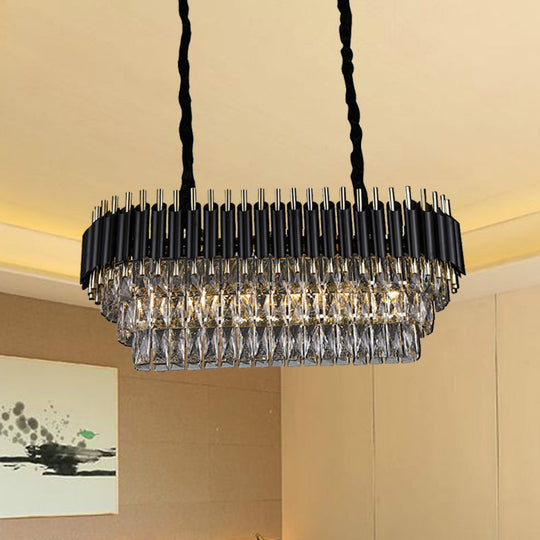 Modern Crystal Block Island Pendant Light