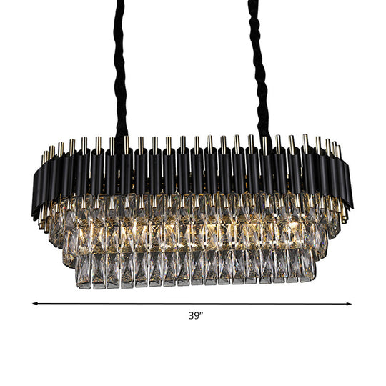 Modern Crystal Block Island Pendant Light