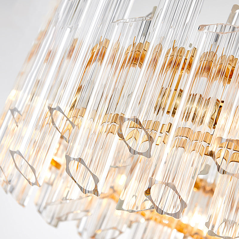 Modern Crystal Drum Chandelier - 8/12 Lights Gold Finish Led Ceiling Lamp For Living Room