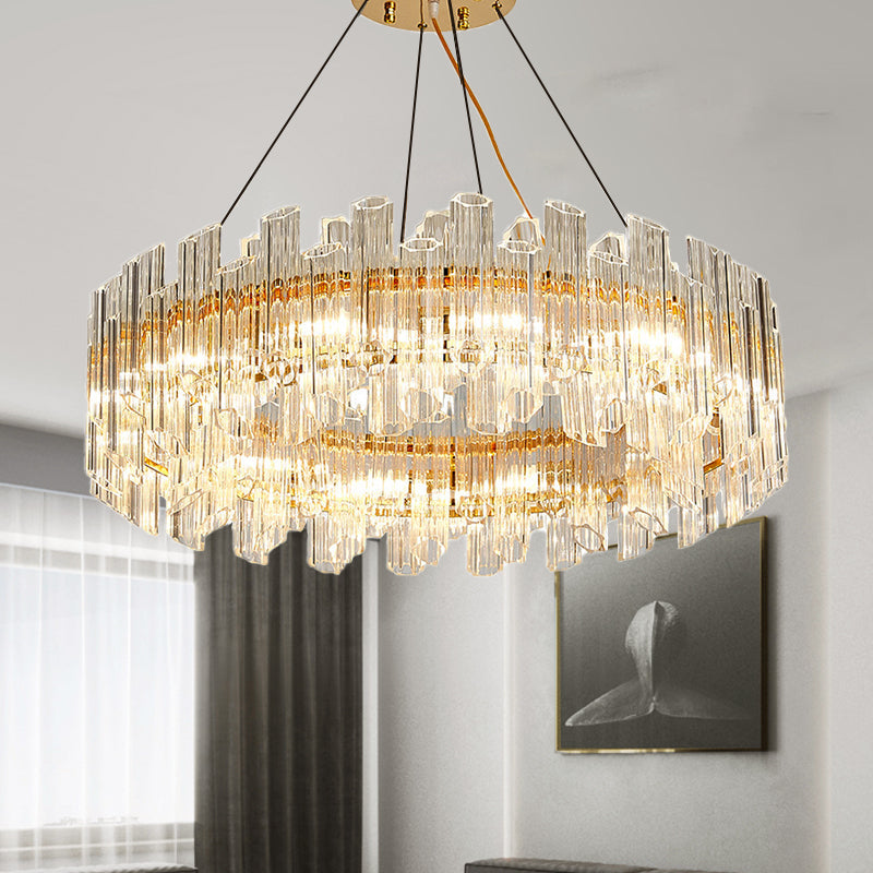 Modern Crystal Drum Chandelier - 8/12 Lights Gold Finish Led Ceiling Lamp For Living Room 8 /