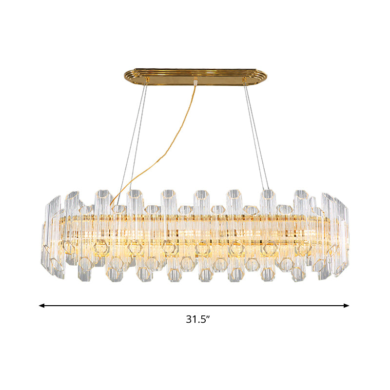 Modern Gold Linear Chandelier Light With Clear Crystal Led Pendants - Ideal For Living Room