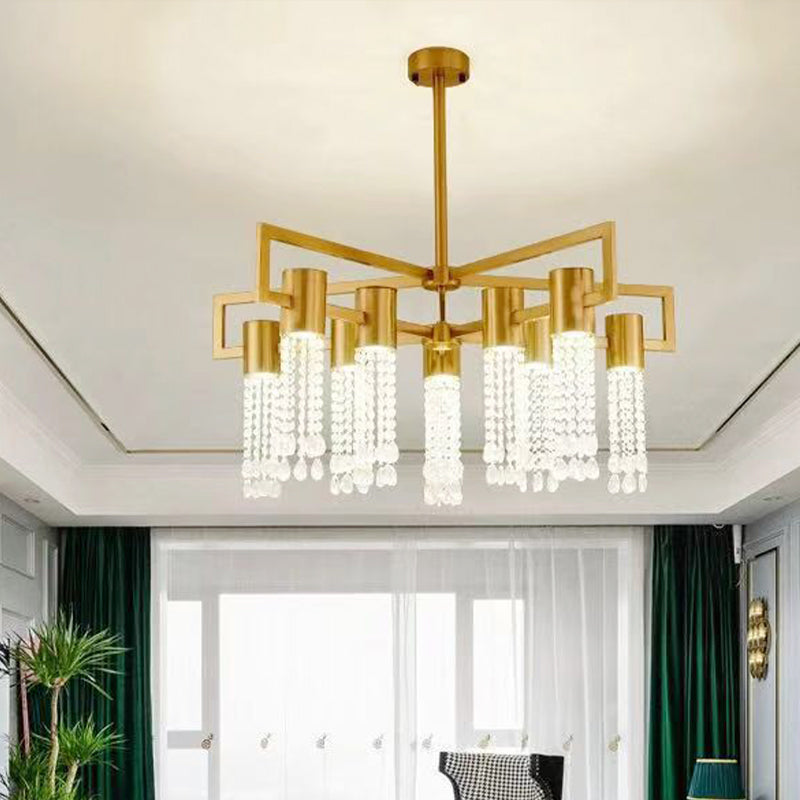 Modern Clear Crystal Pendant Chandelier With Led Lights - Gold Hanging Ceiling Light For Bedroom