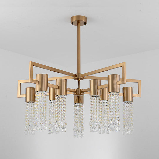 Lustre suspendu moderne en cristal doré à 8/10 ampoules LED pour chambre à coucher