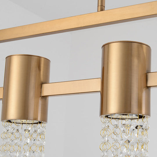 Lustre suspendu moderne en cristal doré à 8/10 ampoules LED pour chambre à coucher