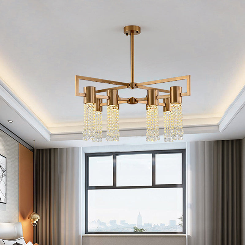 Modern Clear Crystal Pendant Chandelier With Led Lights - Gold Hanging Ceiling Light For Bedroom