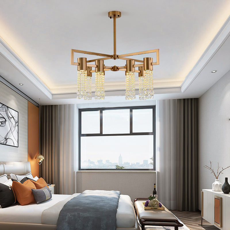 Modern Clear Crystal Pendant Chandelier With Led Lights - Gold Hanging Ceiling Light For Bedroom