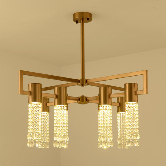 Modern Clear Crystal Pendant Chandelier With Led Lights - Gold Hanging Ceiling Light For Bedroom