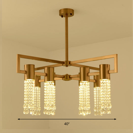 Modern Clear Crystal Pendant Chandelier With Led Lights - Gold Hanging Ceiling Light For Bedroom