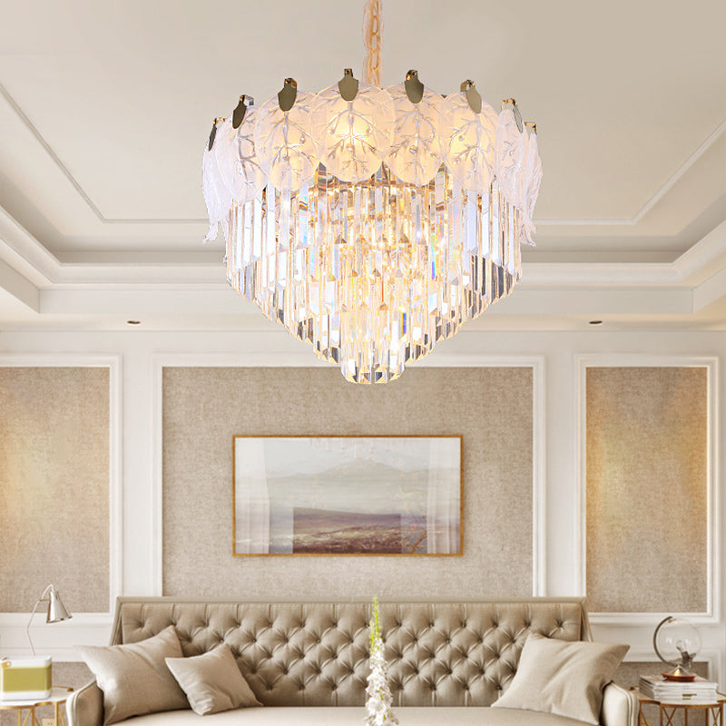 Modern 14-Light LED Crystal Chandelier for Living Room - Clear and Stylish Ceiling Lamp