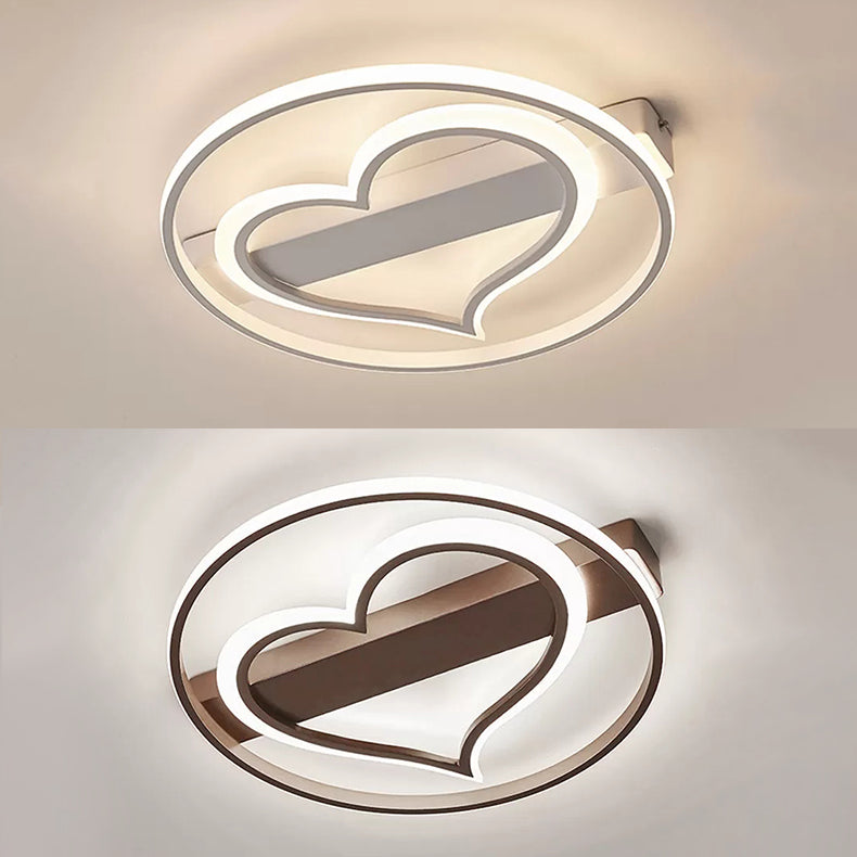 Stylish Loving Heart Acrylic Flush Ceiling Light for Study Room - Modern Design