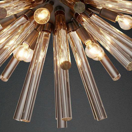 9-Bulb Living Room Chandelier Lighting Modern Brass Pendant Light Fixture with Starburst Beveled Crystal Shade