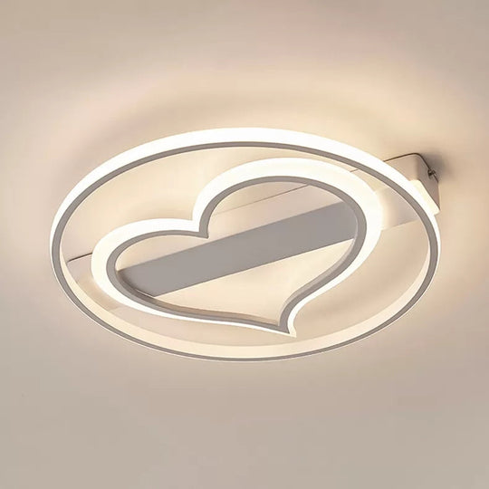 Stylish Loving Heart Acrylic Flush Ceiling Light for Study Room - Modern Design