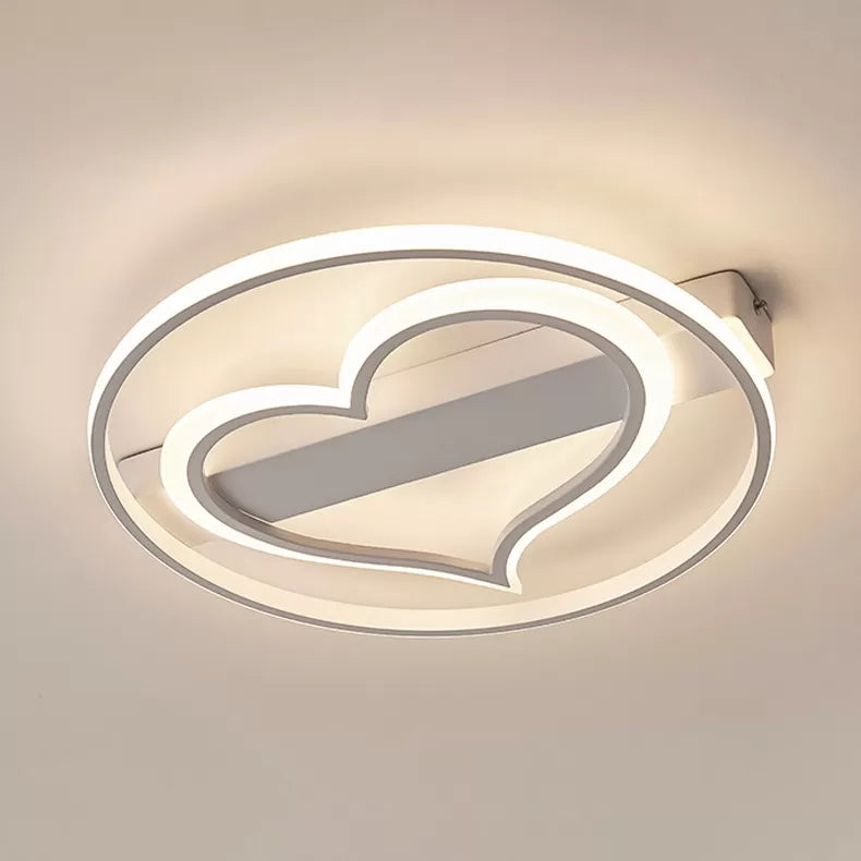 Stylish Loving Heart Acrylic Flush Ceiling Light For Study Room - Modern Design White / 16 Warm