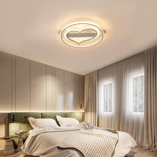 Stylish Loving Heart Acrylic Flush Ceiling Light for Study Room - Modern Design