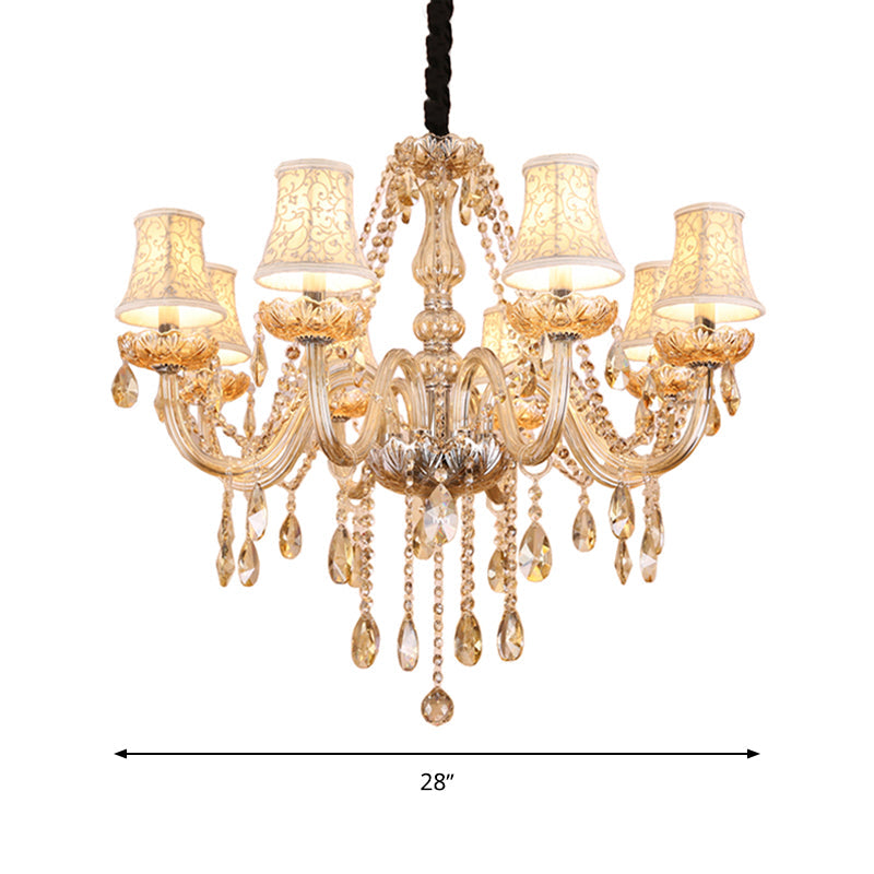 Lustre de plafond moderniste en cristal transparent avec 6/8 ampoules - Lampe suspendue de salon en beige - 23"/28" W"
 (Remarque : le titre original était déjà relativement concis, ce titre alternatif est donc une légère modification.)