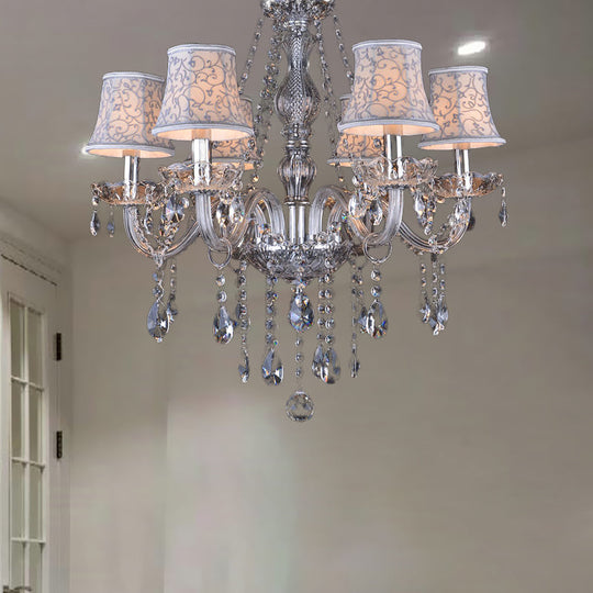 Lustre de plafond moderniste en cristal transparent avec 6/8 ampoules - Lampe suspendue de salon en beige - 23"/28" W"
 (Remarque : le titre original était déjà relativement concis, ce titre alternatif est donc une légère modification.)