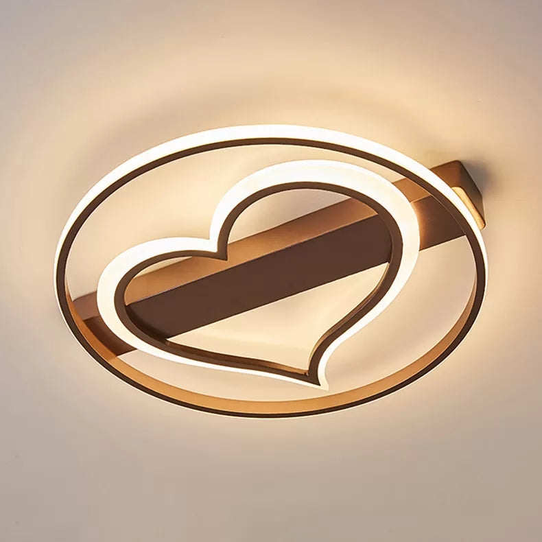 Stylish Loving Heart Acrylic Flush Ceiling Light for Study Room - Modern Design