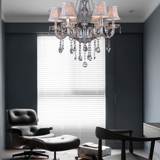 Lustre de plafond moderniste en cristal transparent avec 6/8 ampoules - Lampe suspendue de salon en beige - 23"/28" W"
 (Remarque : le titre original était déjà relativement concis, ce titre alternatif est donc une légère modification.)