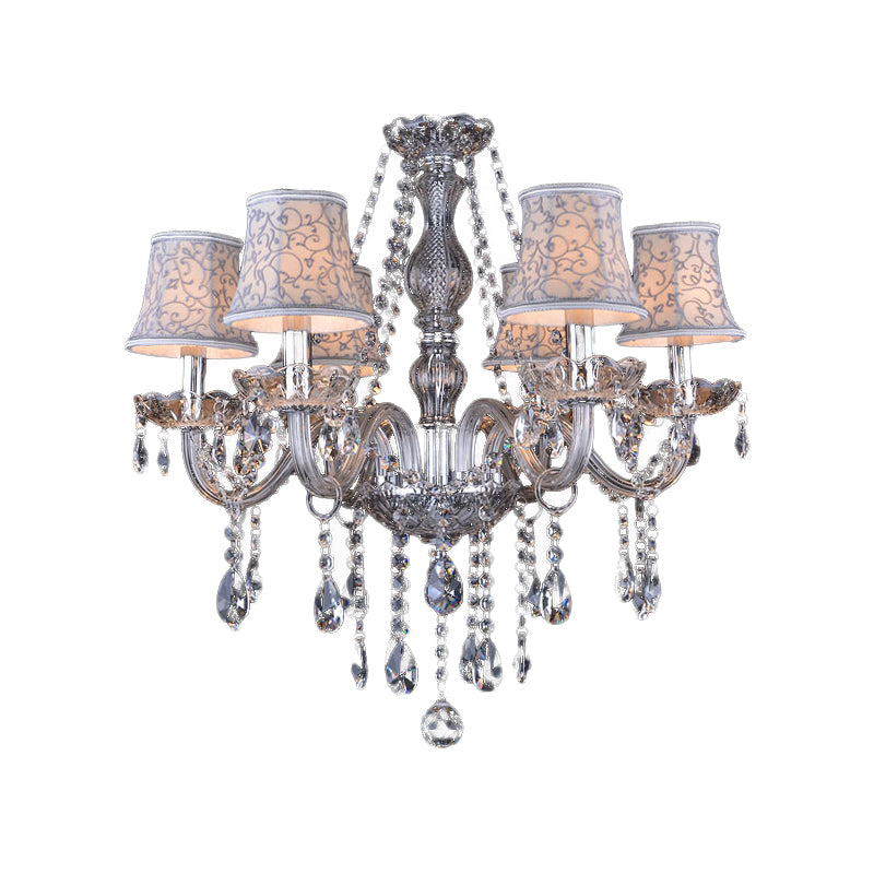 Lustre de plafond moderniste en cristal transparent avec 6/8 ampoules - Lampe suspendue de salon en beige - 23"/28" W"
 (Remarque : le titre original était déjà relativement concis, ce titre alternatif est donc une légère modification.)