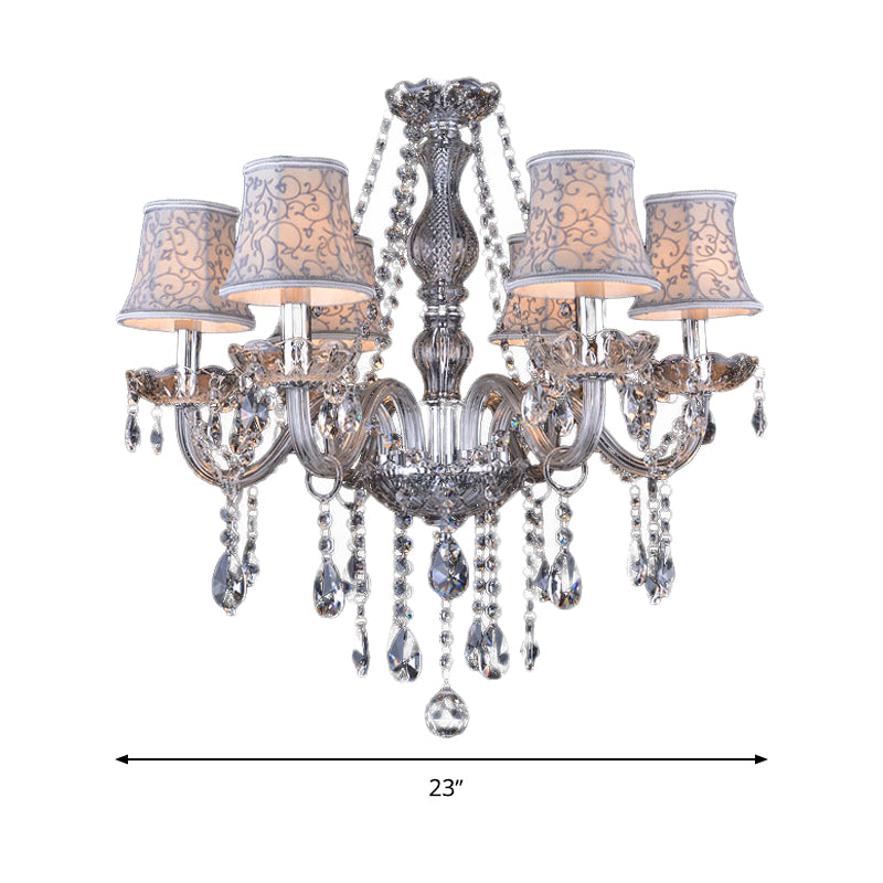 Lustre de plafond moderniste en cristal transparent avec 6/8 ampoules - Lampe suspendue de salon en beige - 23"/28" W"
 (Remarque : le titre original était déjà relativement concis, ce titre alternatif est donc une légère modification.)