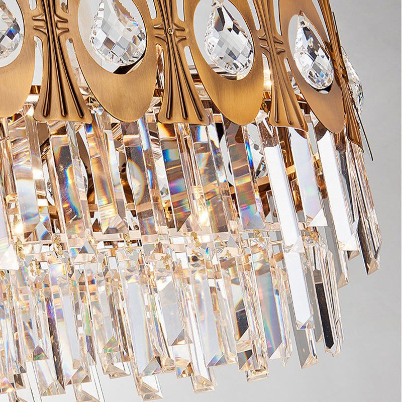 Modern Gold Crystal Rod Island Pendant Light - 10 Heads Oval Suspension Design