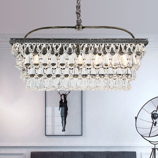 Modern Silver Teardrop Crystal Ceiling Light With 4/6 Heads For Living Room Island