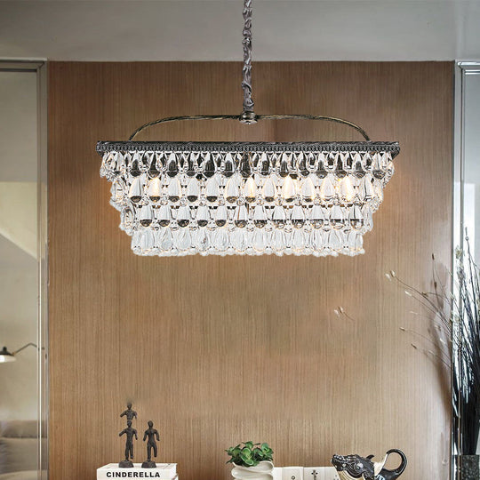 Modern Silver Teardrop Crystal Ceiling Light With 4/6 Heads For Living Room Island