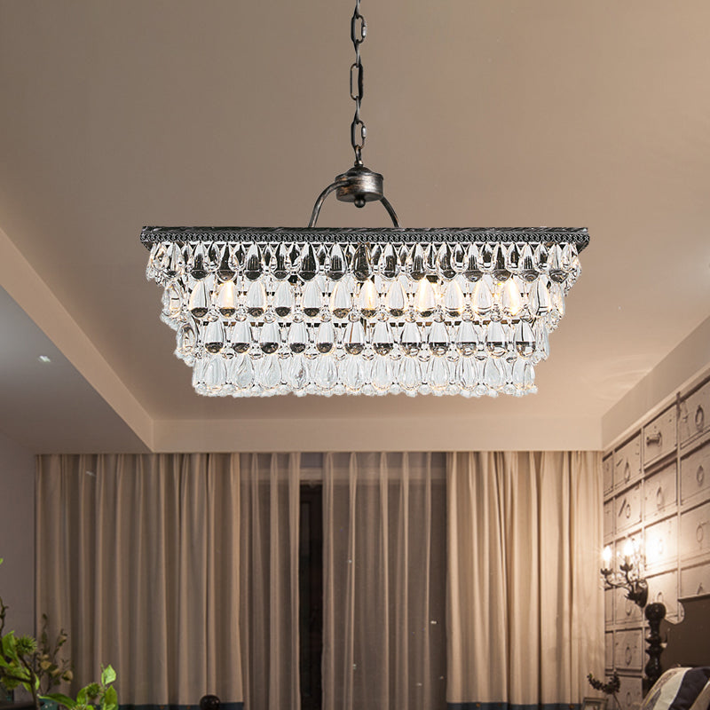 Modern Silver Teardrop Crystal Ceiling Light With 4/6 Heads For Living Room Island