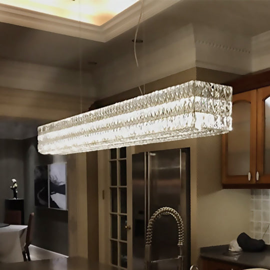 Minimalist 10-Light K9 Crystal Pendant Chandelier In Gold For Kitchen Island