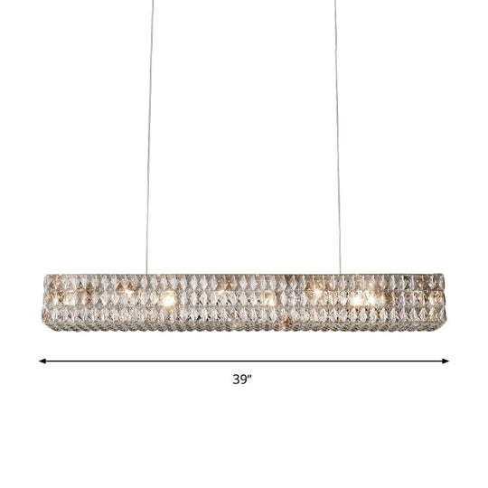 Minimalist 10-Light K9 Crystal Pendant Chandelier In Gold For Kitchen Island