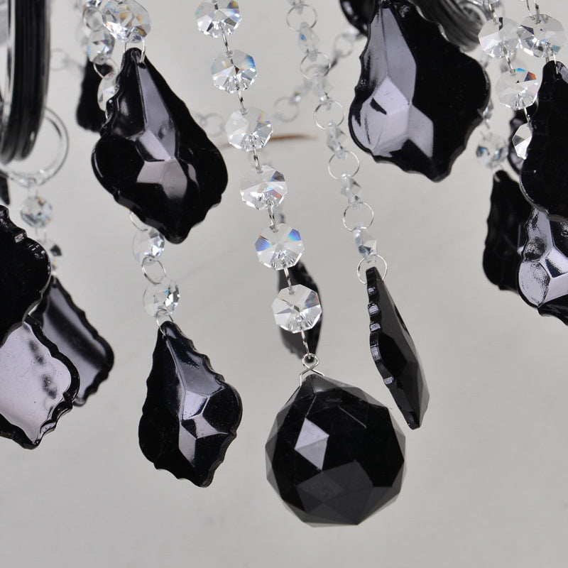 Modern Crystal Pendant Chandelier: 10/12 Heads Black 33/40 Wide