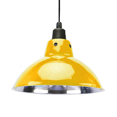 Dome Industrial Stainless Steel Ceiling Pendant Lighting - 13"/16.5" Width, 1 Head, Black/Gray