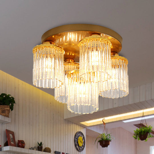 Sleek Crystal Rod Ceiling Light Fixture - Postmodern Semi Flush Mount Lamp (5/10/12 Heads)