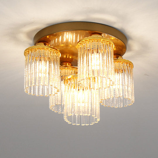 Sleek Crystal Rod Ceiling Light Fixture - Postmodern Semi Flush Mount Lamp (5/10/12 Heads)