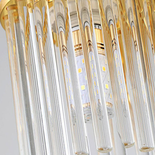 Sleek Crystal Rod Ceiling Light Fixture - Postmodern Semi Flush Mount Lamp (5/10/12 Heads)