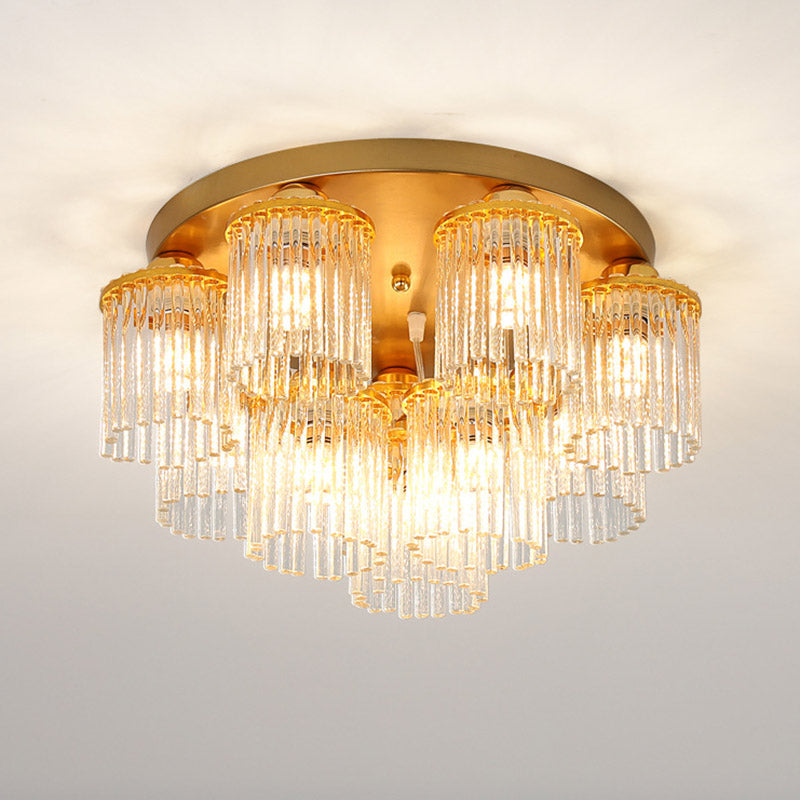 Sleek Crystal Rod Ceiling Light Fixture - Postmodern Semi Flush Mount Lamp (5/10/12 Heads)