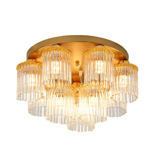 Sleek Crystal Rod Ceiling Light Fixture - Postmodern Semi Flush Mount Lamp (5/10/12 Heads)