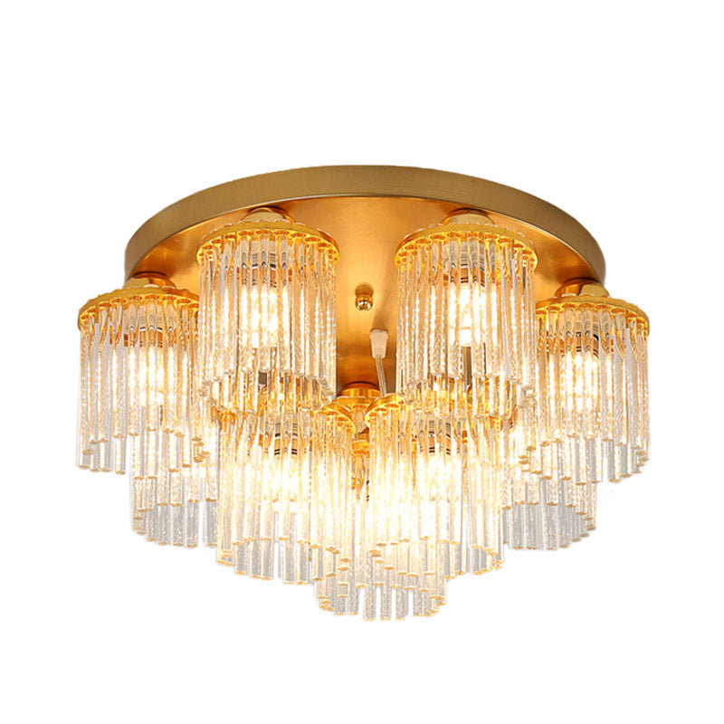 Sleek Crystal Rod Ceiling Light Fixture - Postmodern Semi Flush Mount Lamp (5/10/12 Heads)