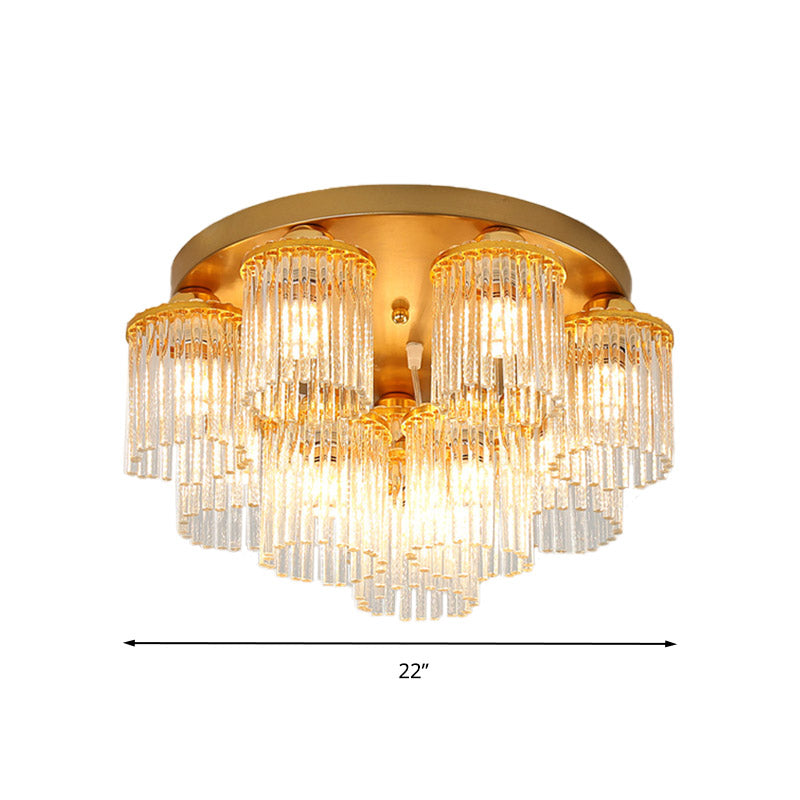 Sleek Crystal Rod Ceiling Light Fixture - Postmodern Semi Flush Mount Lamp (5/10/12 Heads)